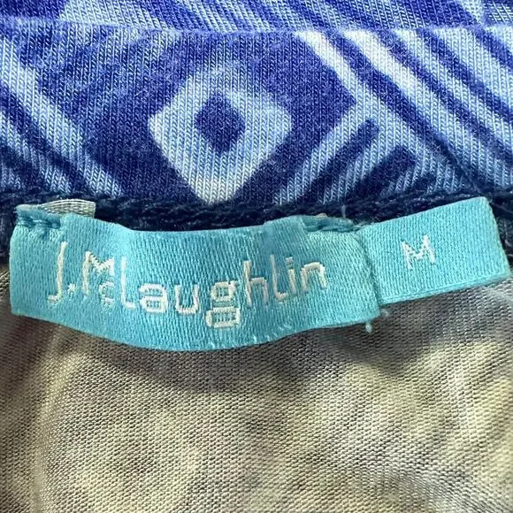 J. MCLAUGHLIN Jana Top Modal Blue Geometric Print Long Sleeve Pullover Stretch M - Picture 6 of 7